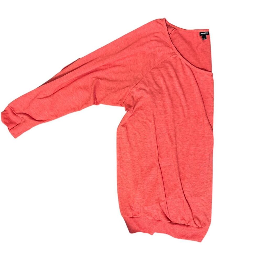 Torrid Women Size 4 Coral Relaxed Off-Shoulder Lightweight Terry Sweatshirt